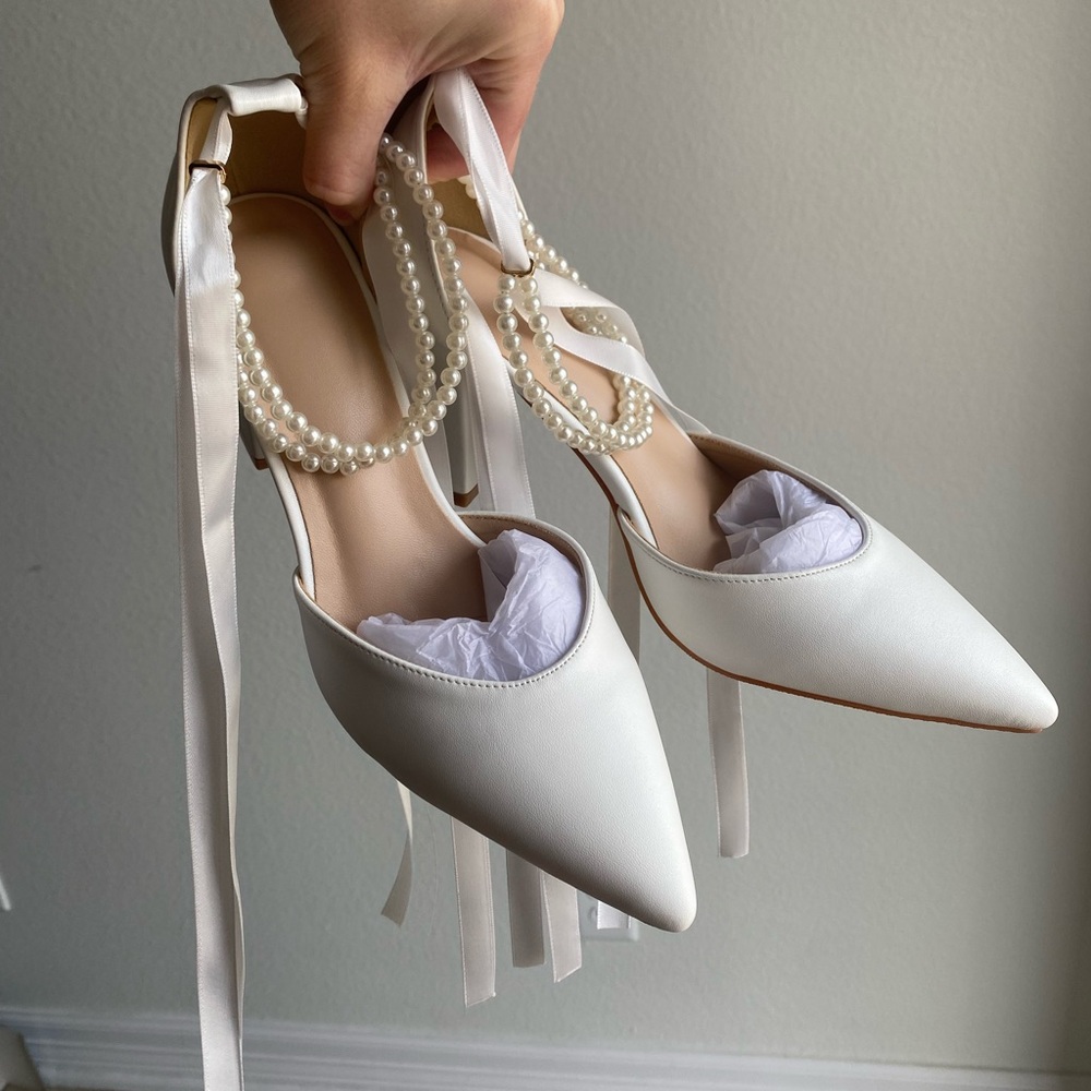 Ribbon and Pearl Bridal Shoes